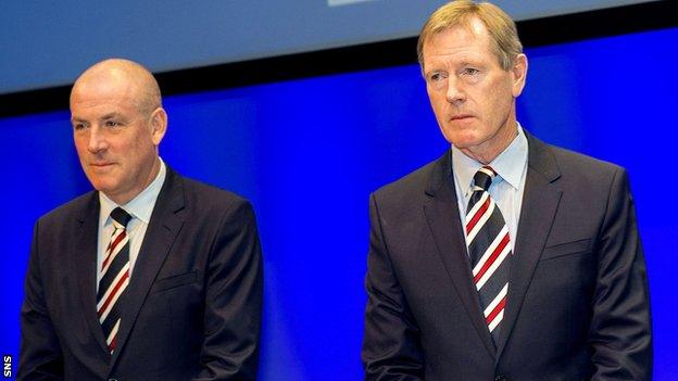 Mark Warburton and Dave King at Rangers annual meeting in November