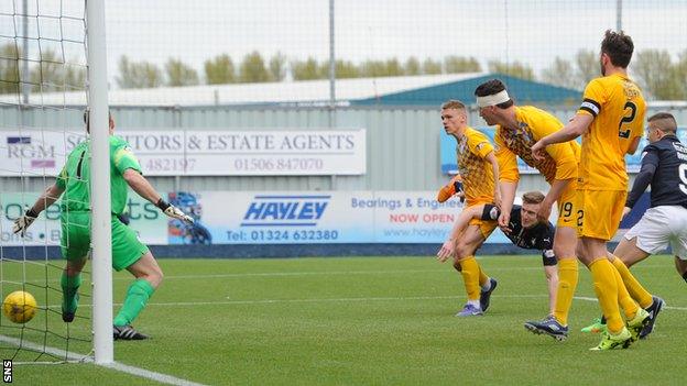 Paul Watson scores for Falkirk against Greenock Morton