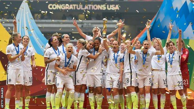 The US women's teams wins the 2015 World Cup