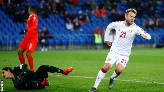 Denmark celebrate second goal