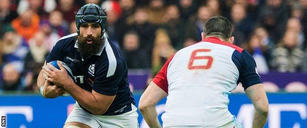 Josh Strauss in action for Scotland