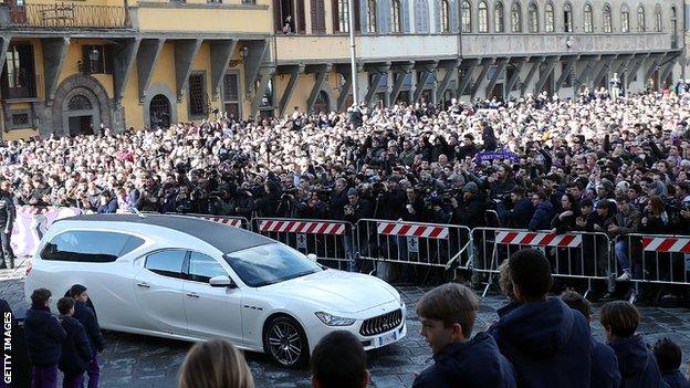 Davide Astori's hearse arrives