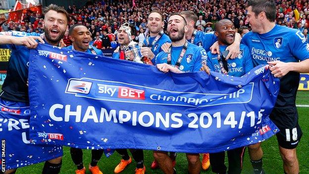Bournemouth celebrate promotion to Premier League