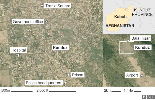 Map showing Kunduz