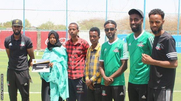 Somaliland Football Academy founders Ahmed Ali (far left), Mohammed Saeed (third from right), Hussein Adan and Abdisalam Ahmed