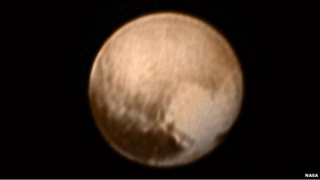 A close-up image of the dwarf planet Pluto