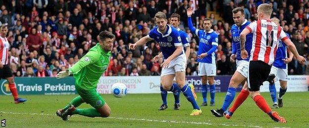 Terry Hawkridge scores for Lincoln City