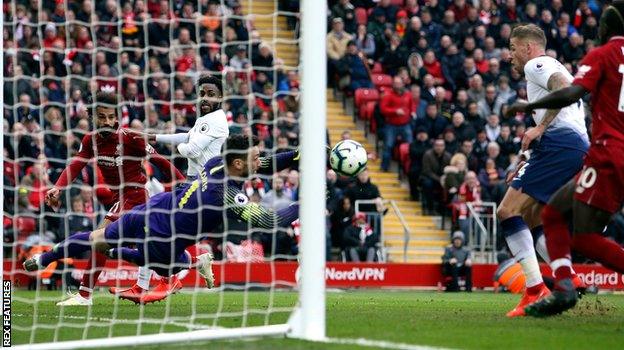 Lloris could only push Mohamed Salah's header against defender Toby Alderweireld