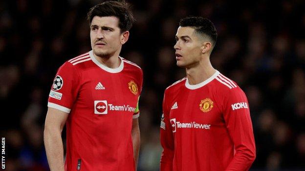 Harry Maguire and Cristiano Ronaldo