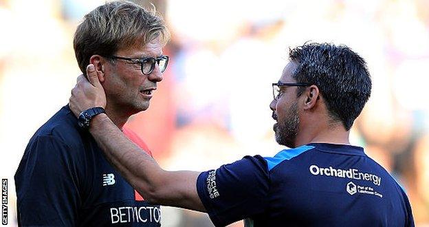 Liverpool manager Jurgen Klopp and Huddersfield boss David Wagner