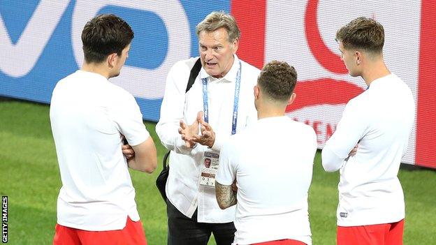 Glenn Hoddle was a TV pundit at the 2018 World Cup and was pictured chatting to England players after their win over Colombia