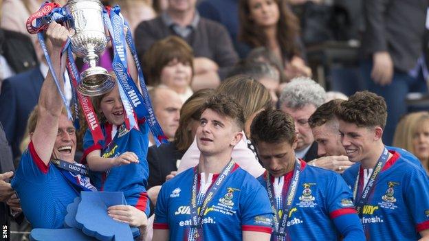 Carl Tremarco, left, has part of Inverness CT's Scottish Cup success in 2015