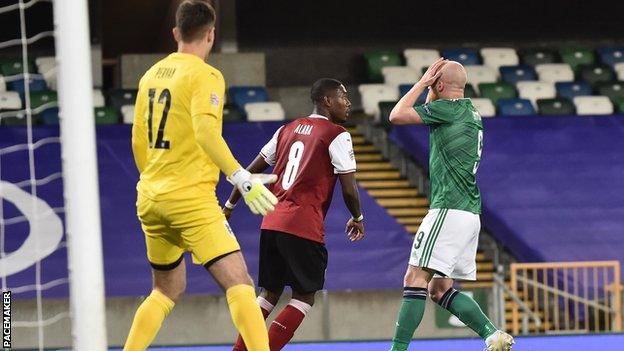 Liam Boyce missed an injury-time chance for Northern Ireland