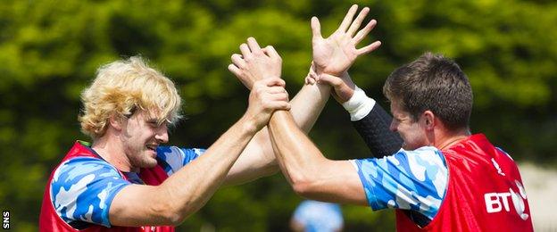 Grant Gilchrist and Richie Gray in Scotland training