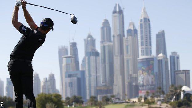 Danny Willett hits a tee shot during the Dubai Desert Classic