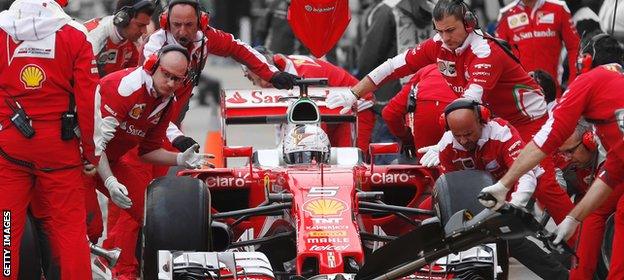 Sebastian Vettel pits