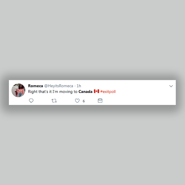 tweet: "that's right, I'm moving to Canada"