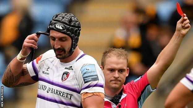 Leicester's Will Spencer is sent off