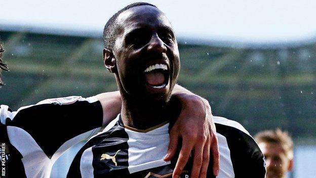 Jonathan Forte celebrates scoring for Notts County