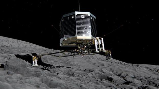 Artists impression of the Philae probe landing on comet 67p