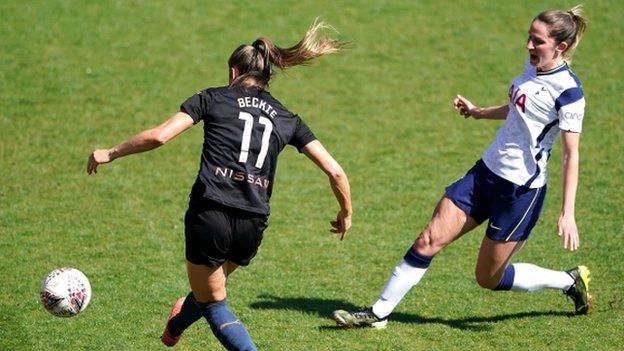 Janine Beckie slotted City's second goal against Spurs at The Hive before then setting up the third