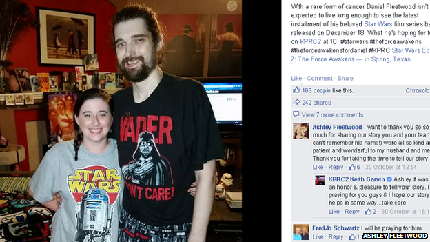 Picture of Daniel Fleetwood and his wife wearing Star Wars t-shirts