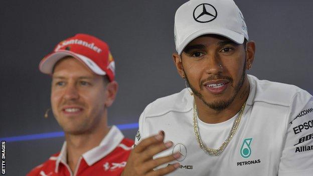 Sebastian Vettel (left) and Lewis Hamilton