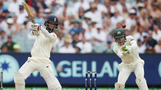 Moeen Ali is caught during the fourth Ashes Test