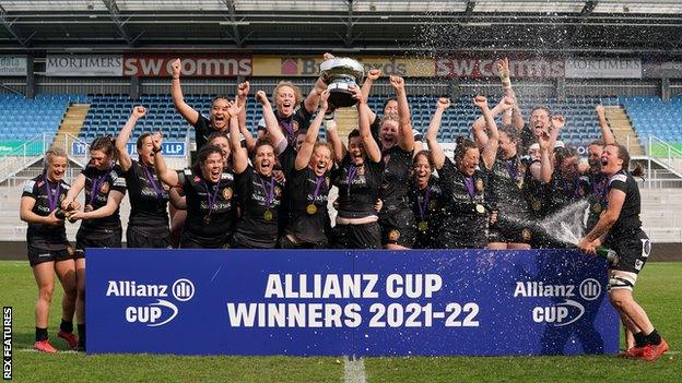 Exeter celebrate winning the Allianz Cup