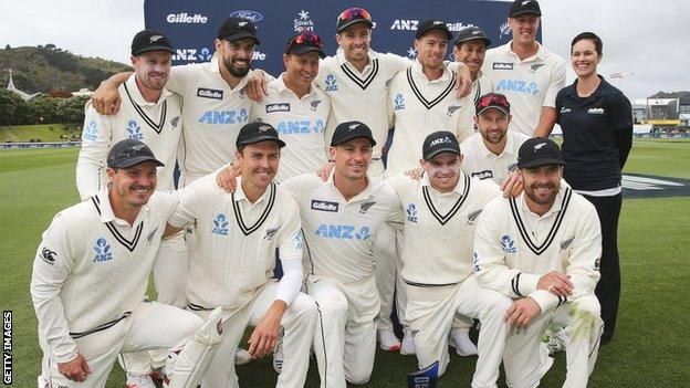 New Zealand with the Test series trophy