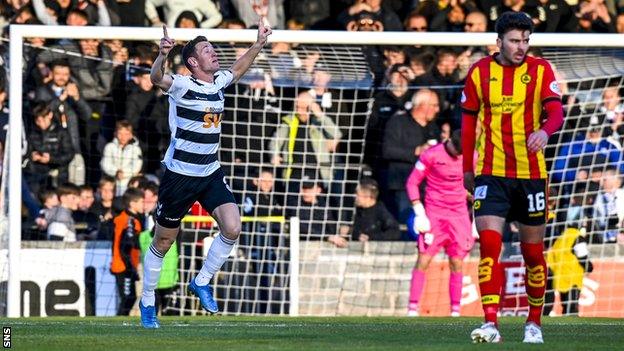 Ayr United's Aaron Muirhead (left) celebrates his goal