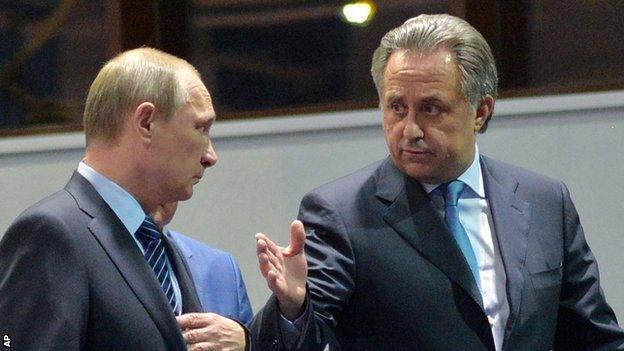 Vladimir Putin and Vitaly Mutko