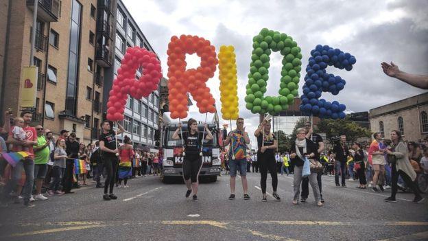 Participants and the Belfast Pride festival