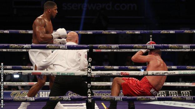 Joshua knocks Pulev down