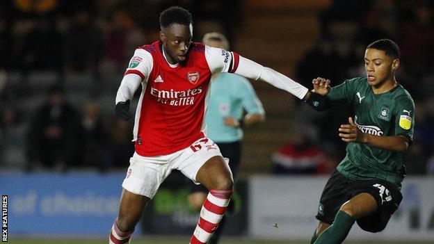 James Olayinka playing for Arsenal Under-21s