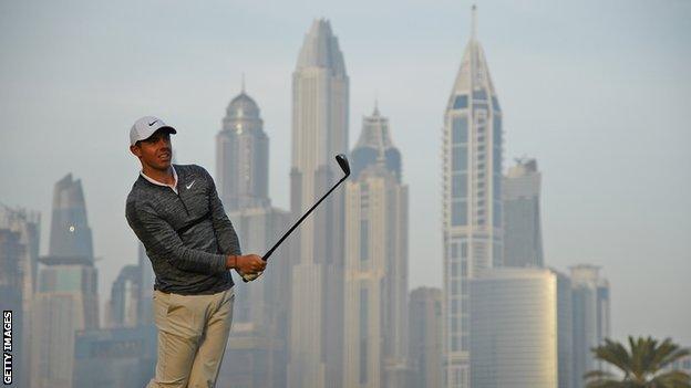 Rory McIlroy at the Dubai Desert Classic