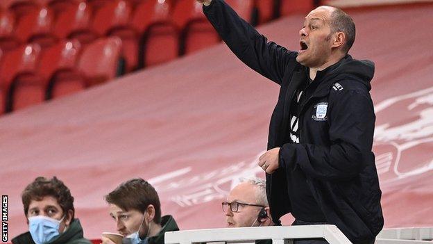 Alex Neil managing from the stands during second half of Middlesbrough v Preston