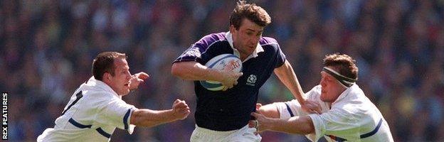 John Leslie attacks for Scotland against France