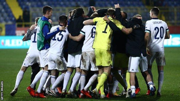 Northern Ireland players celebrate