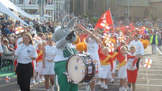 The opening ceremony of the 2003 island Games took place around St Peter Port harbour