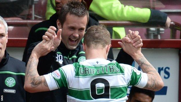 Celtic manager Ronny Deila and forward Leigh Griffiths