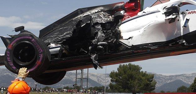 Marcus Ericsson's burnt Sauber