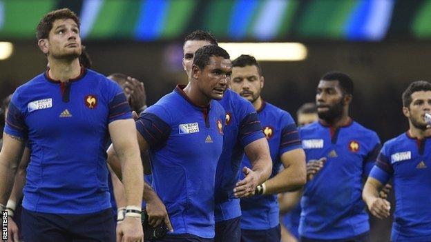 Thierry Dusautoir with France team-mates in 2007