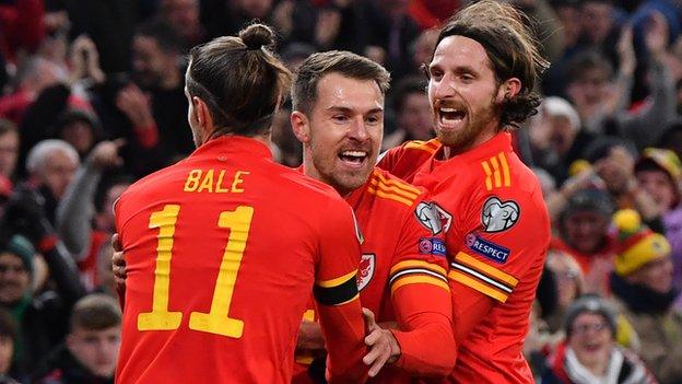 Joe Allen (R) and Aaron Ramsey, along with Gareth Bale, were instrumental in Wales 2016 Euro success and qualification for Euro 2020