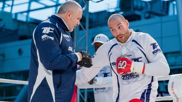 Tyson Fury with trainer Peter Fury