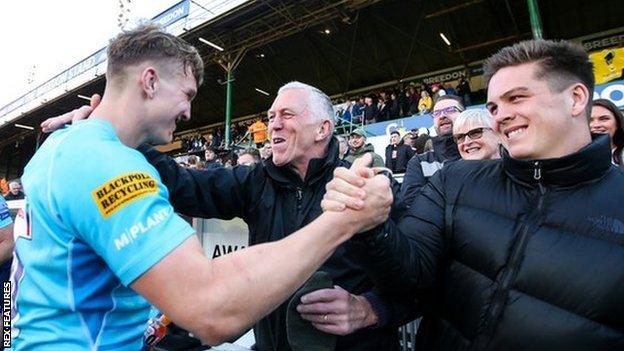 Ted Hill's dad, mum and brother were there at Leicester to congratulate him on his match-winning two-try Worcester debut