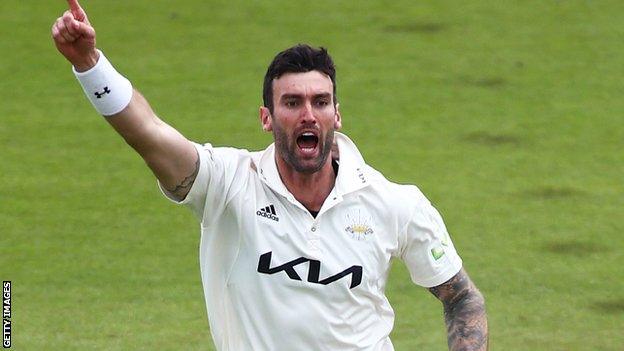 Reece Topley in action for Surrey