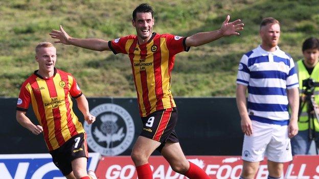 Brian Graham celebrates after scoring Partick Thistle's second goal