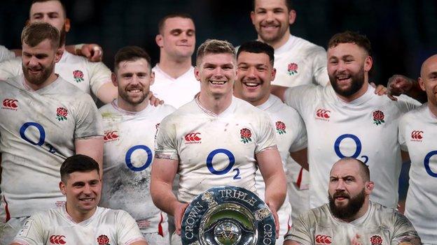 England celebrate winning the Triple Crown