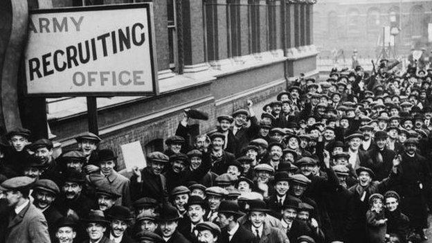 Recruitment queue in World War One